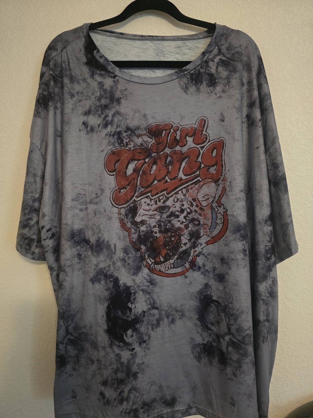 3x Girl Gang Graphic Tee - Gray with Red Print